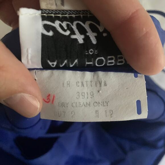 Ann Hobbs for Cattiva Vintage Drop Waist Blue Shimmer Dress 12 - Picture 5 of 8